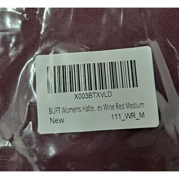 BUPT Womens Halter Neck Sleeveless Evening Cocktail Dress Wine Red size Medium‎ - Picture 13 of 13